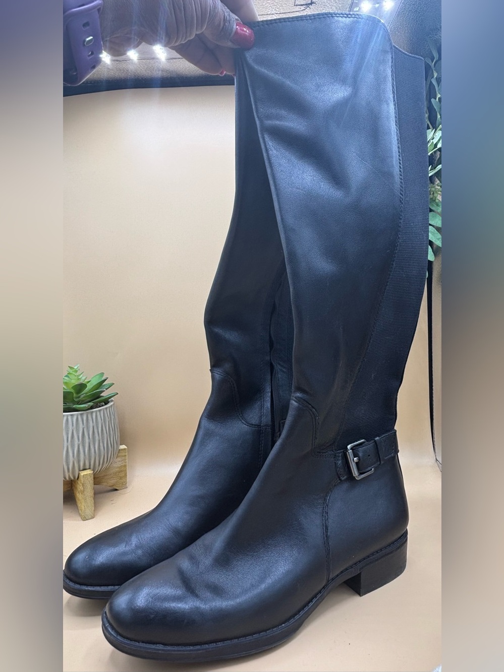 Sam Edelman Black Leather Over-the-Knee Riding Boots Women’s Size 6.5M